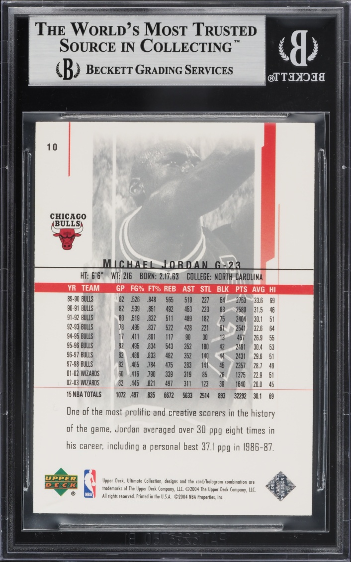 2003 Ultimate Collection Michael Jordan /750 #10 BGS 9 MINT - Photo 2