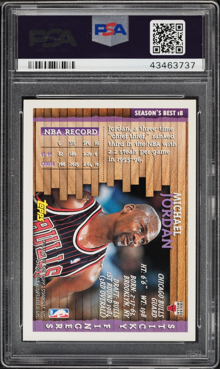 1996 Topps Season's Best Michael Jordan #18 PSA 9 MINT - Photo 2