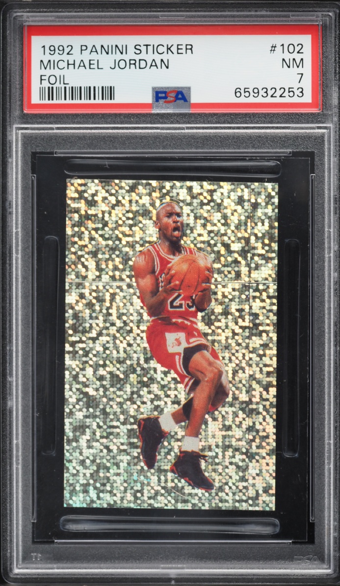 1992 Panini Sticker Foil Michael Jordan #102 PSA 7 NRMT