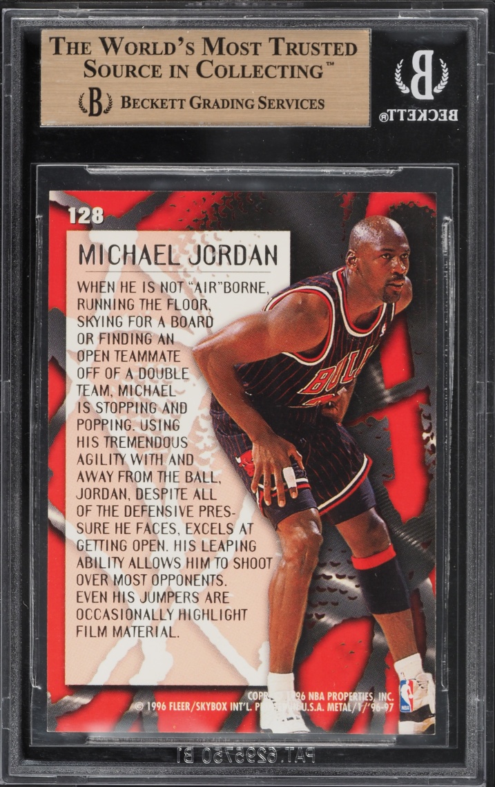 1996 Metal Metallized Michael Jordan #128 BGS 9.5 GEM MINT - Photo 2