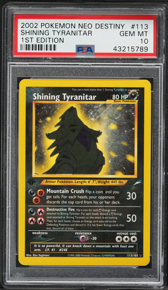 2002 Pokemon Neo Destiny 1st Edition Shining Tyranitar #113 PSA 10 GEM MINT