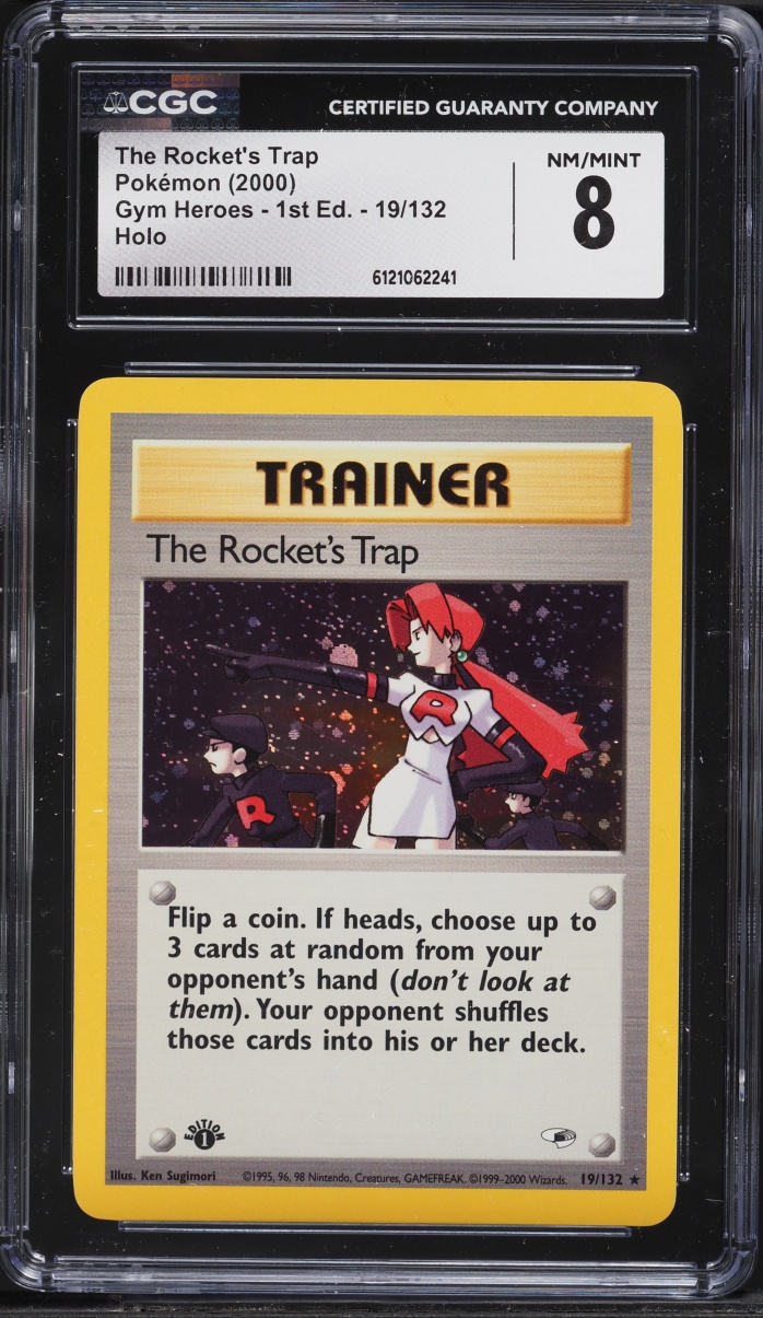 2000 Pokemon Gym Heroes 1st Edition Holo The Rocket's Trap #19 CGC 8 NM-MT