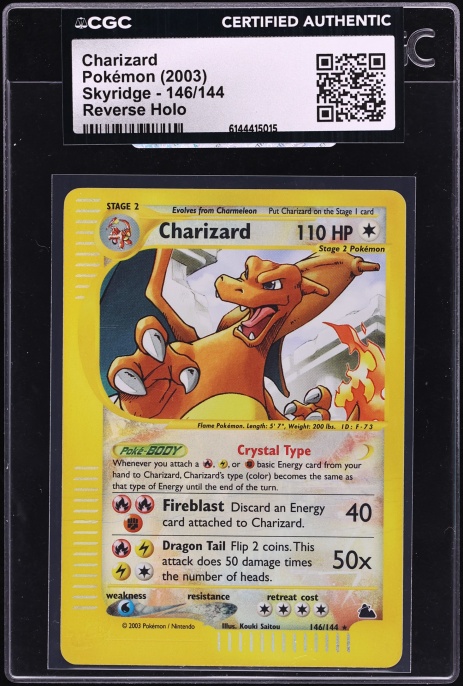 2003 Pokemon Skyridge Reverse Holo Charizard #146 CGC AUTH