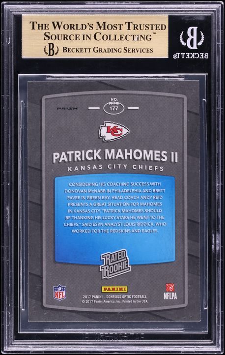 2017 Donruss Optic Red & Yellow Patrick Mahomes II ROOKIE #177 BGS 9.5 GEM MINT