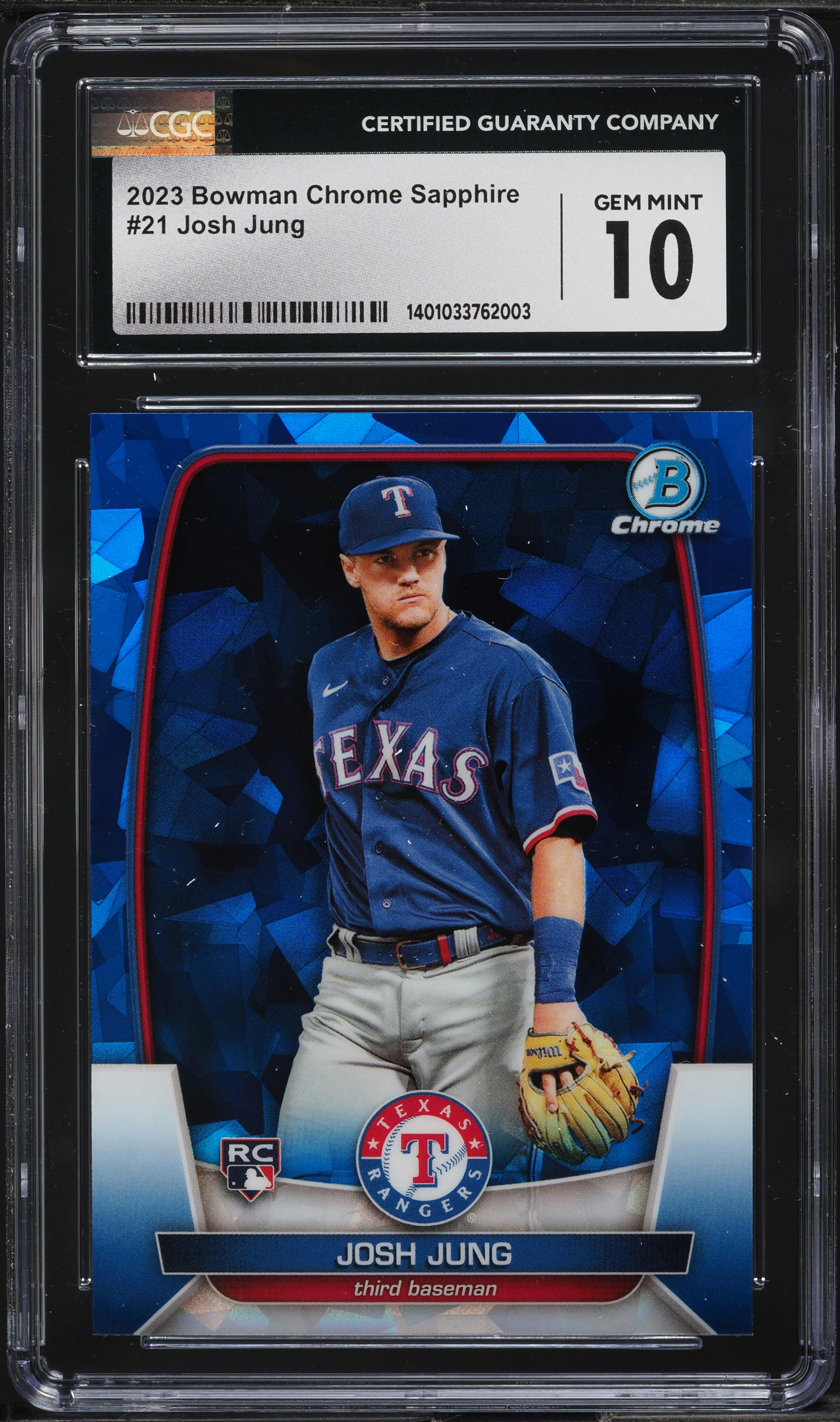2023 Bowman Chrome Sapphire Josh Jung ROOKIE #21 CGC 10 GEM