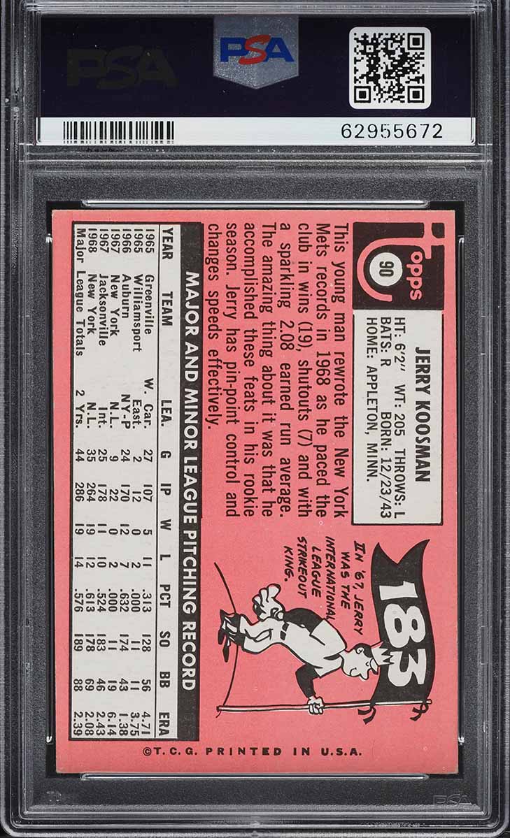 1969 Topps Jerry Koosmann #90 PSA 5 EX