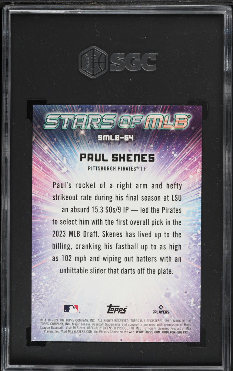 2024 Topps Update Stars Of MLB Paul Skenes ROOKIE #SMLB-64 SGC 10 GEM MINT
