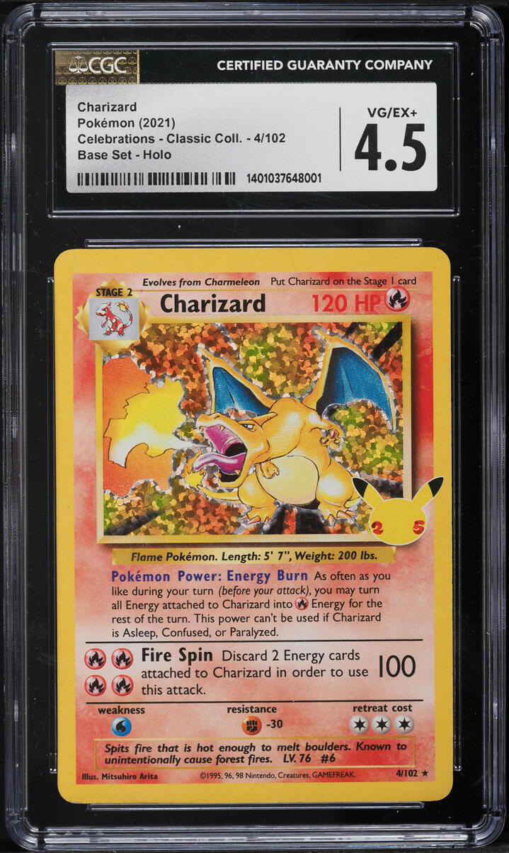 2021 Pokemon SWSH Celebrations Classic Collection Holo Charizard #4 CGC 4.5 - Main Image