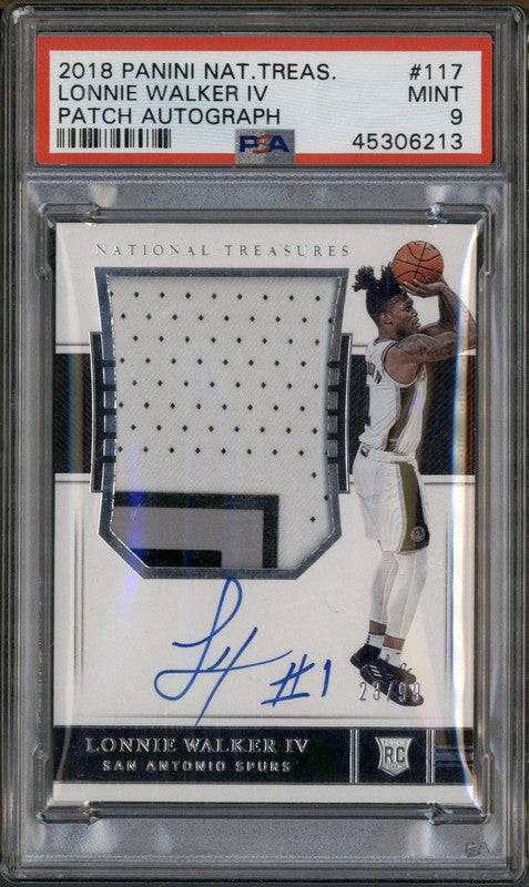 2018 National Treasures Rookie Patch Autograph Lonnie Walker RC Auto /99 PSA 9 - Main Image