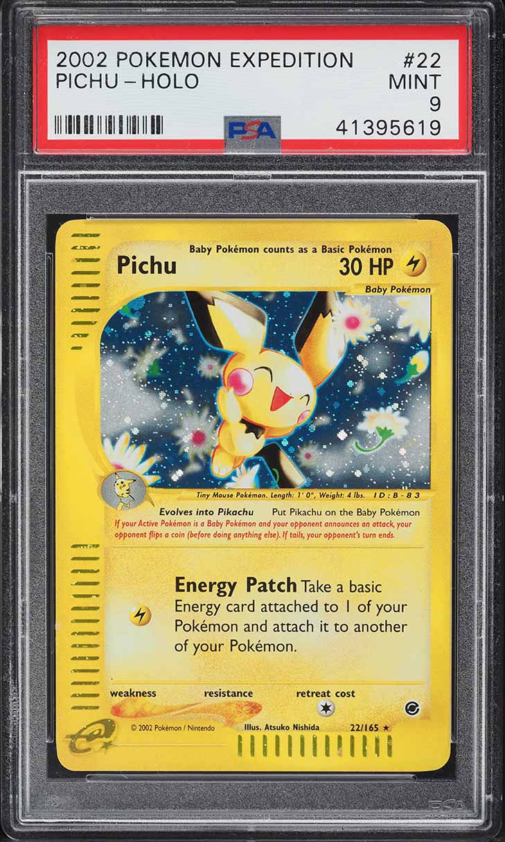 2002 Pokemon Expedition Holo Pichu #22 PSA 9 MINT