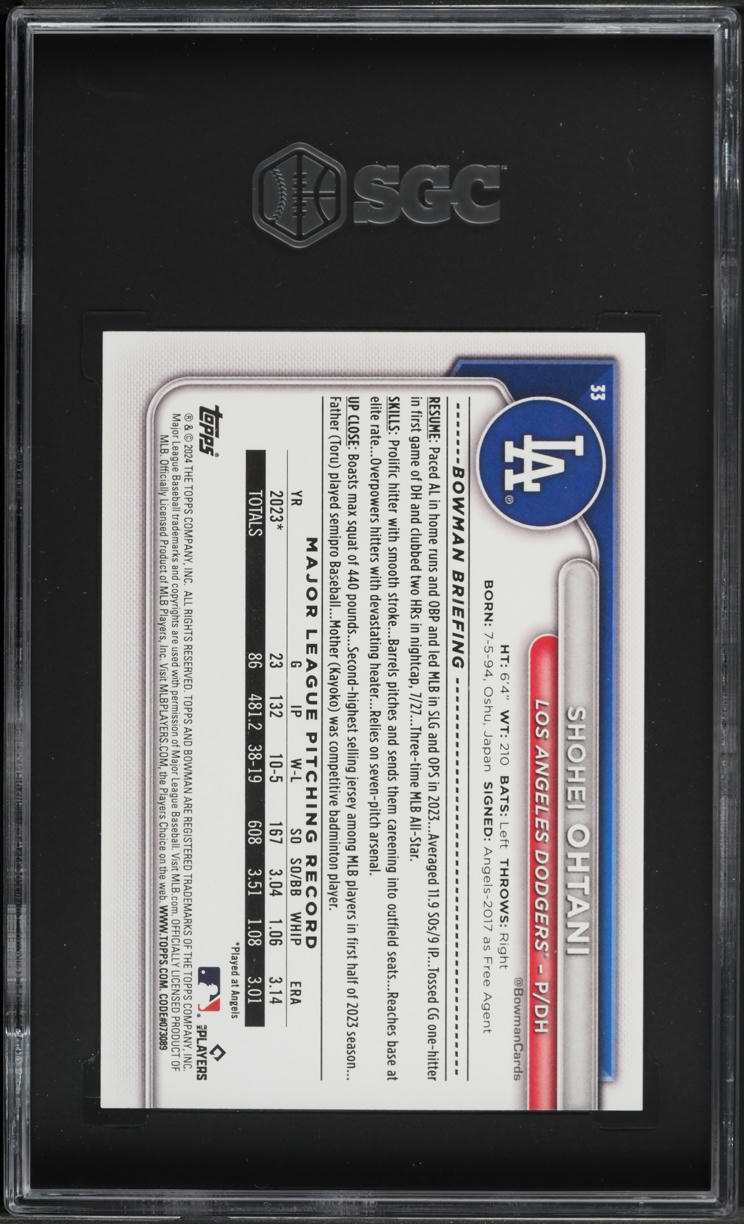 2024 Bowman Shohei Ohtani #33 SGC 9.5 MINT+
