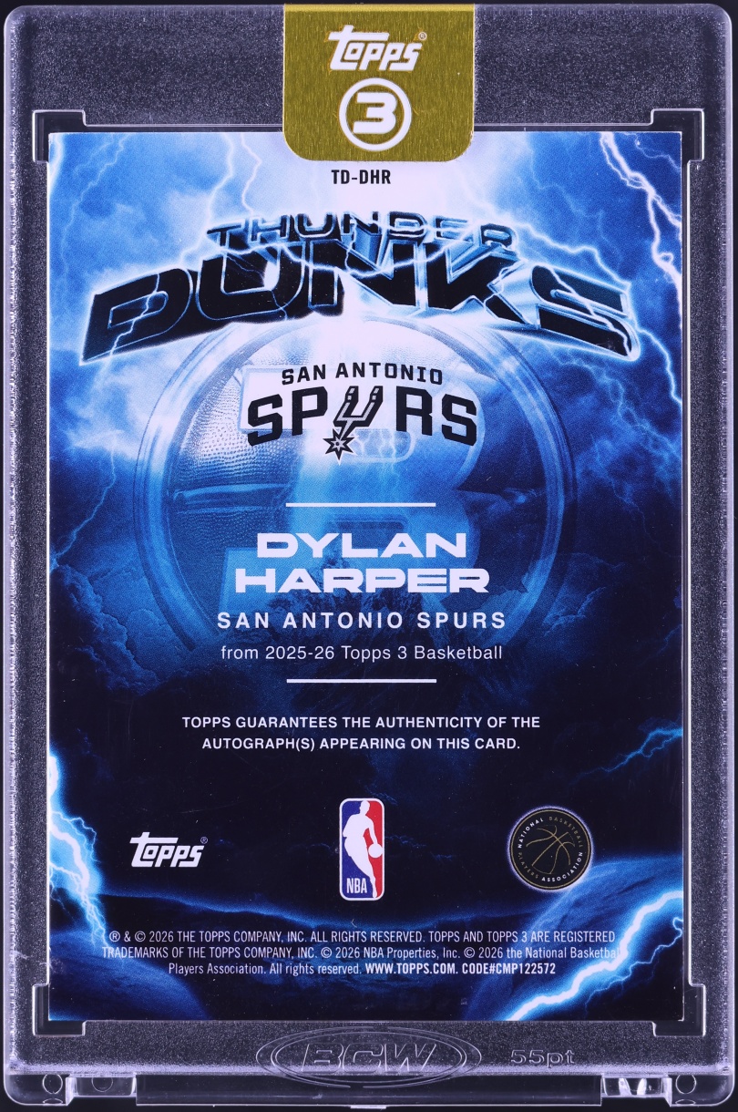 2025 Topps Three Thunder Dunks Dylan Harper ROOKIE AUTO /49 #TD-DHR
