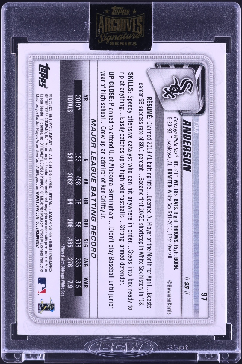 2022 Topps Archives Signature Series '21 Bowman Tim Anderson AUTO /76 #97