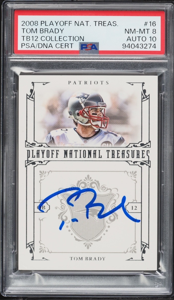 2008 Playoff National Treasure TB12 Collection Tom Brady AUTO DNA 10 #16 PSA 8 NM-MT