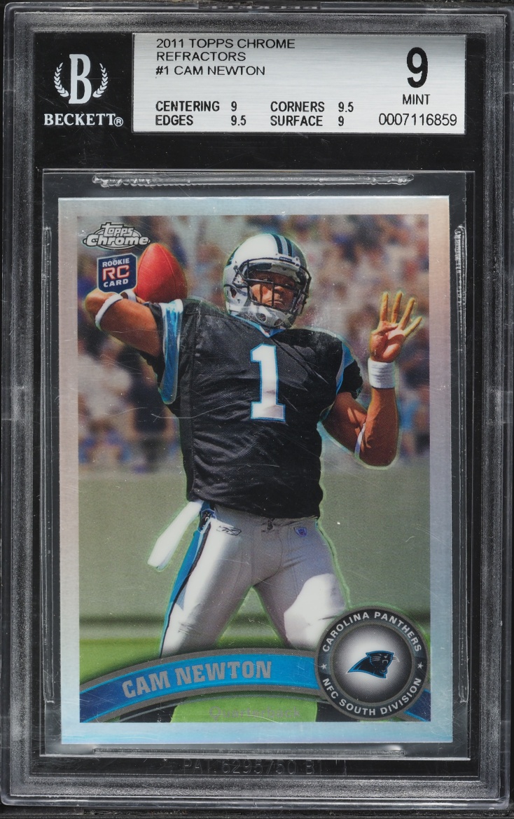 2011 Topps Chrome Refractor Cam Newton ROOKIE #1 BGS 9 MINT