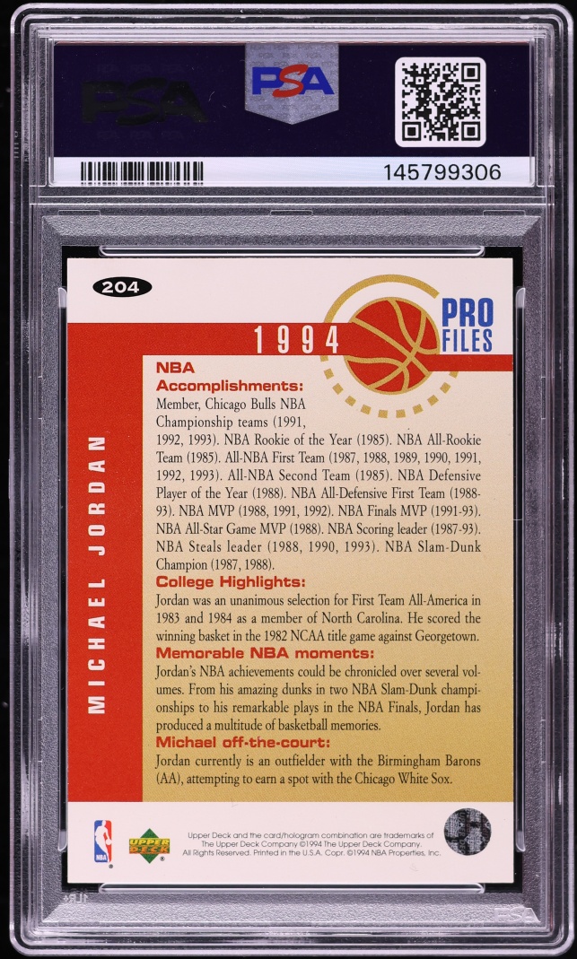 1994 Collector's Choice Golf Michael Jordan #204 PSA 10 GEM MINT
