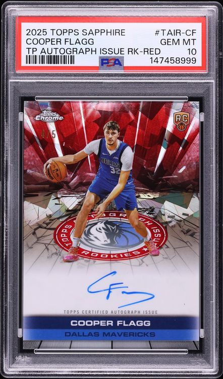 2025 Topps Chrome Sapphire Autograph Issue Red Cooper Flagg ROOKIE