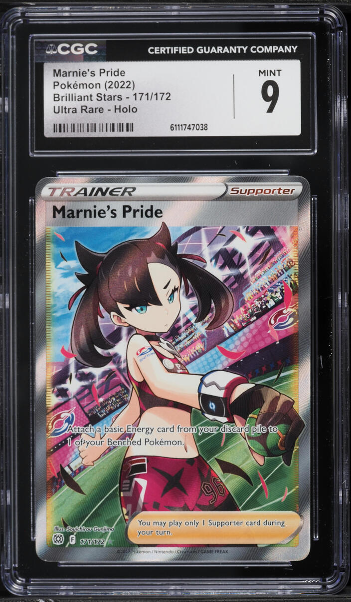 2022 Pokemon Sword & Shield Brilliant Stars Full Art Marnie's Pride #171 CGC 9 MINT