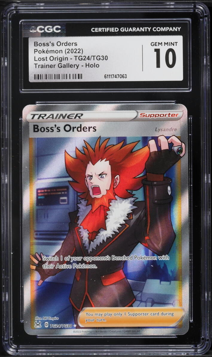 2022 Pokemon Sword & Shield Lost Origin Full Art Boss's Orders #TG24 CGC 10 GEM MINT