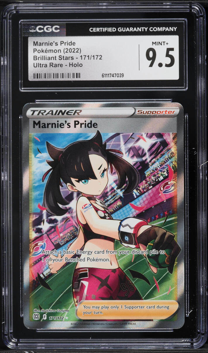 2022 Pokemon Sword & Shield Brilliant Stars Full Art Marnie's Pride #171 CGC 9.5 MINT+