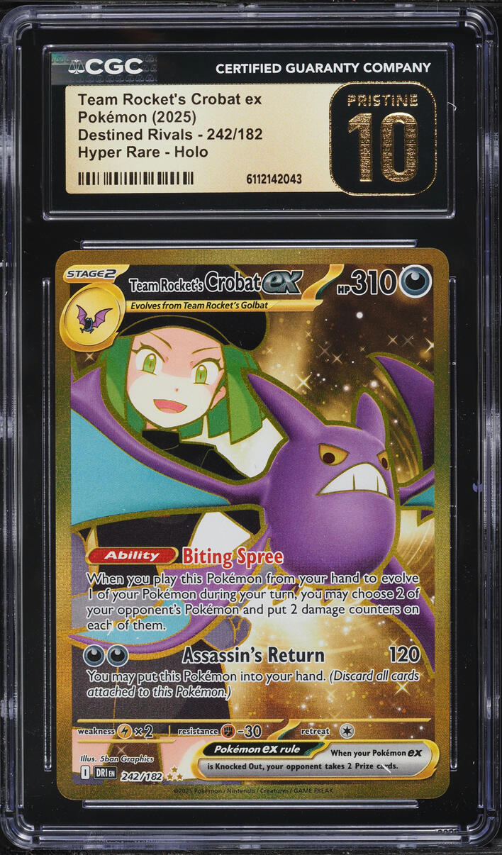 2025 Pokemon SV Destined Rivals Gold Rare Team Rocket's Crobat Ex #242 CGC 10 PRISTINE