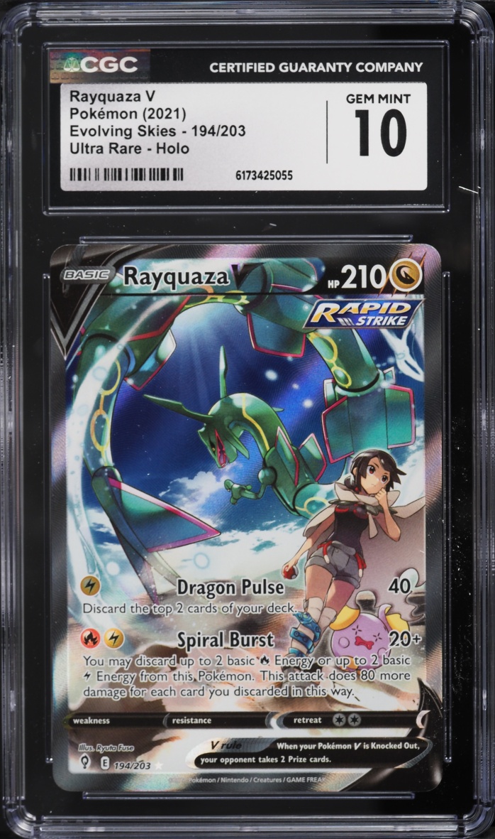2021 Pokemon Sword & Shield Evolving Skies Alt Art Rayquaza V #194 CGC 10 GEM MINT