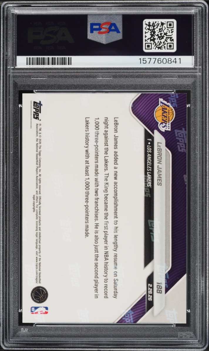 2025 Topps Now LeBron James #188 PSA 10 GEM MINT