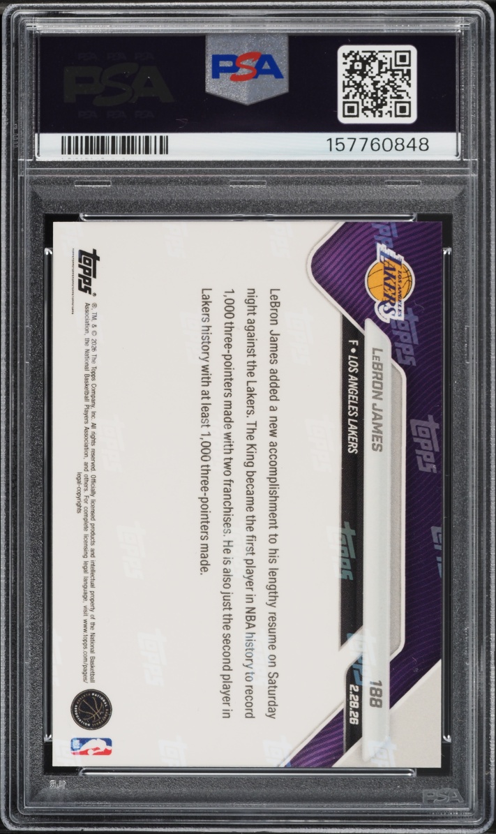 2025 Topps Now LeBron James #188 PSA 10 GEM MINT