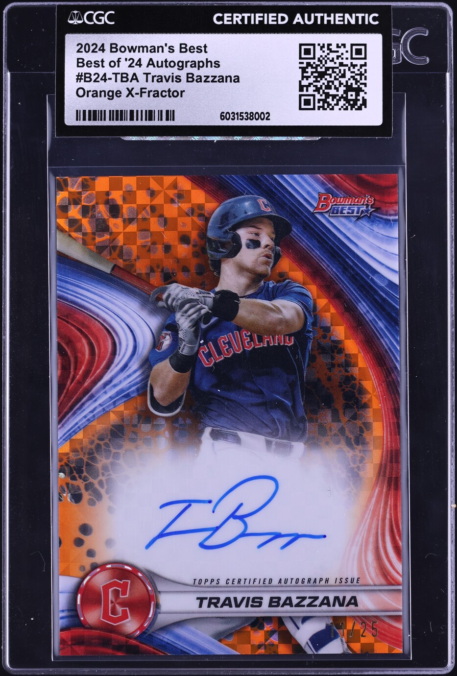 2024 Bowman's Best Of '24 Orange Travis Bazzana PROSPECT AUTO /25 CGC