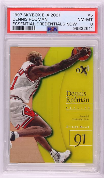 1997 Skybox E-X2001 Essential Credentials Now Dennis Rodman 1/5 #5 PSA 8 NM-MT