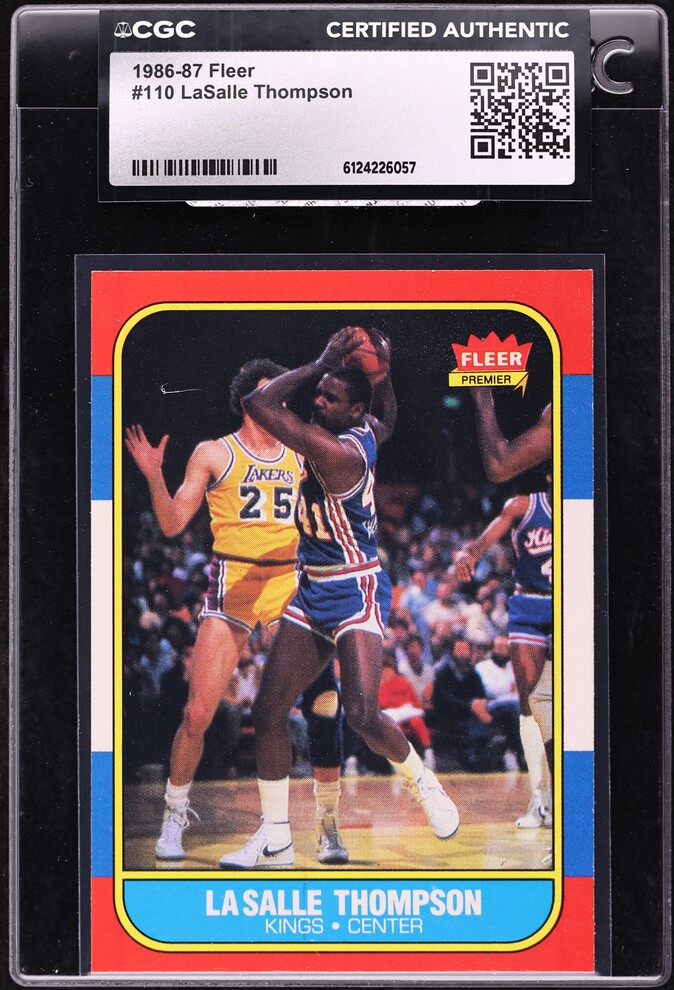 1986 Fleer Basketball LaSalle Thompson #110 CGC AUTH