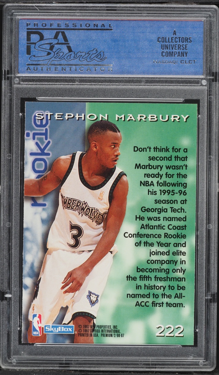 1996 Skybox Premium Stephon Marbury ROOKIE #222 PSA 9 MINT