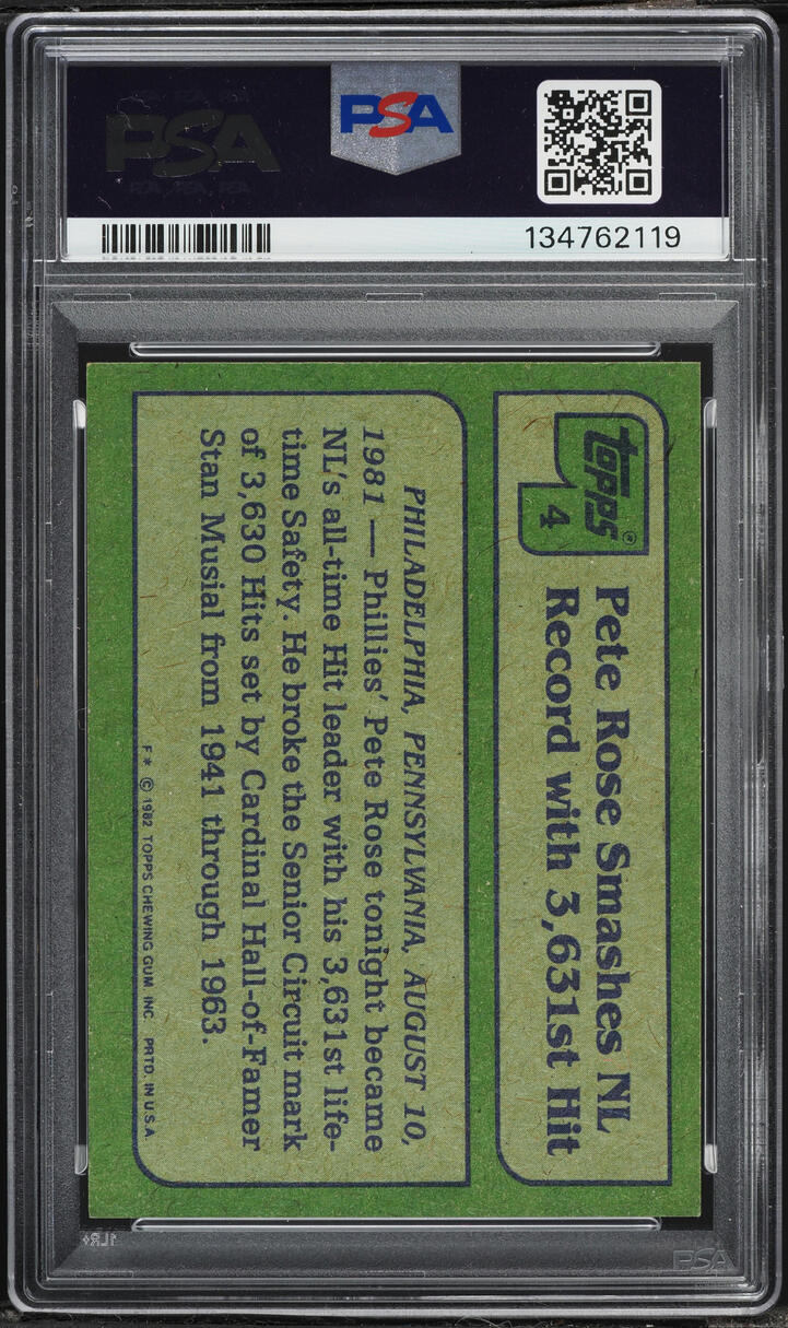 1982 Topps Pete Rose #4 PSA 7 NRMT