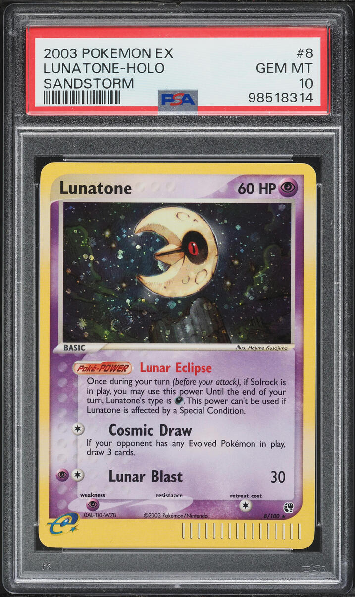 2003 Pokemon EX Sandstorm Holo Lunatone #8 PSA 10 GEM MINT
