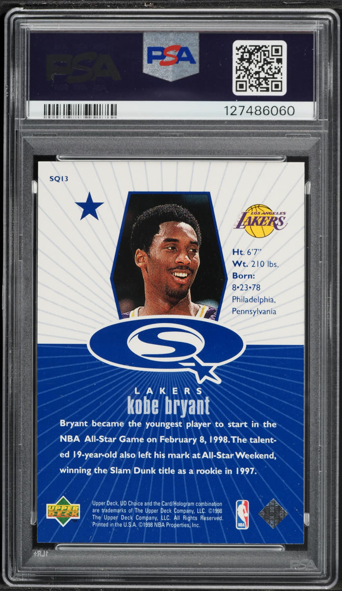 1998 Upper Deck Choice Starquest Blue Kobe Bryant #SQ13 PSA 8 NM-MT