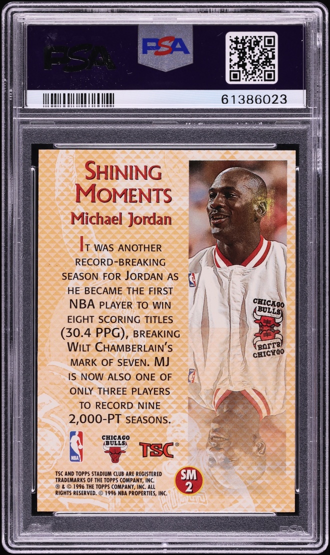 1996 Stadium Club Shining Moments Michael Jordan #SM2 PSA 10 GEM MINT