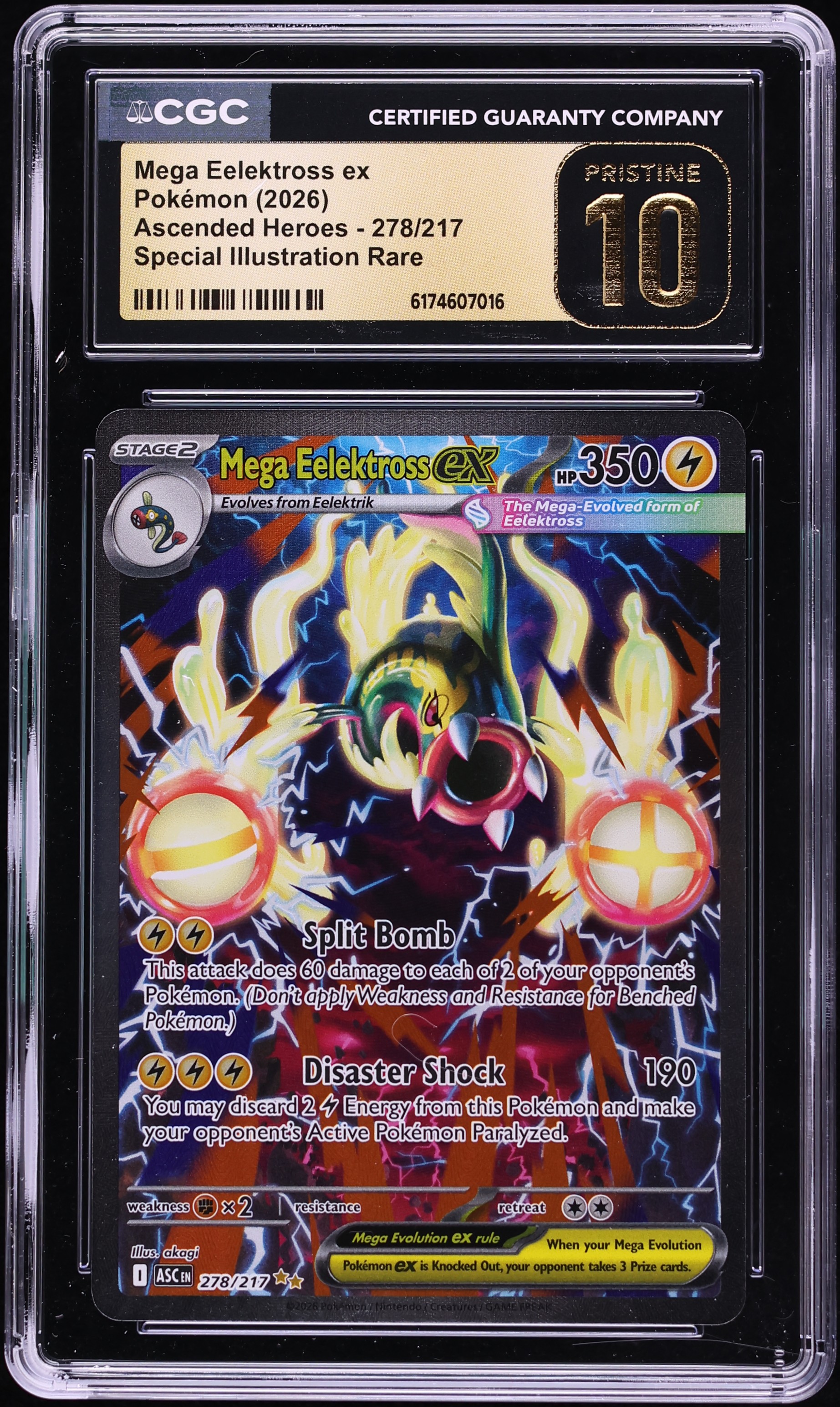 2026 Pokemon Mega Evolution Ascended Heroes SIR Mega Eelektross ex #278 CGC 10 PRISTINE