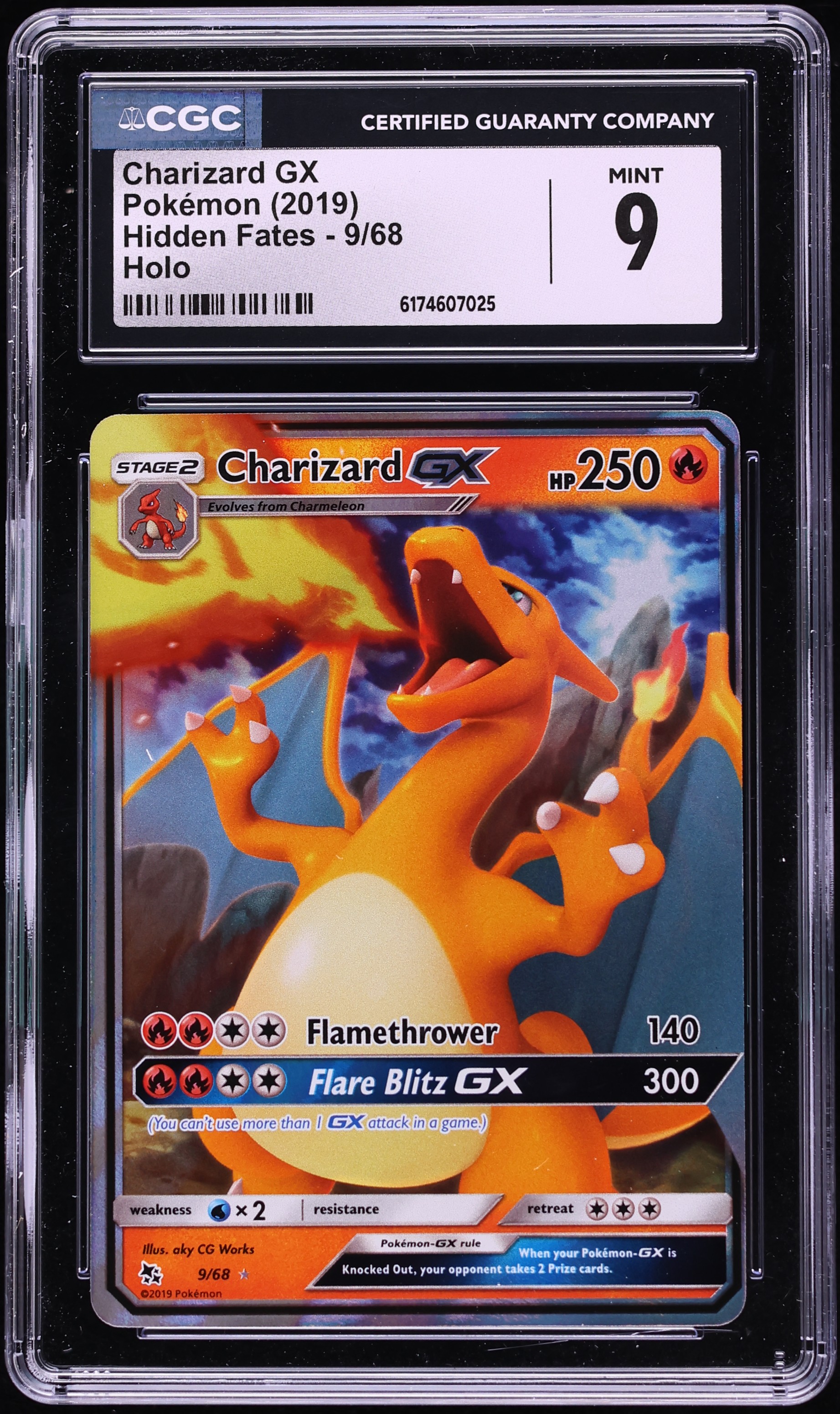 2019 Pokemon Sun & Moon Hidden Fates Holo Charizard GX #9 CGC 9 MINT