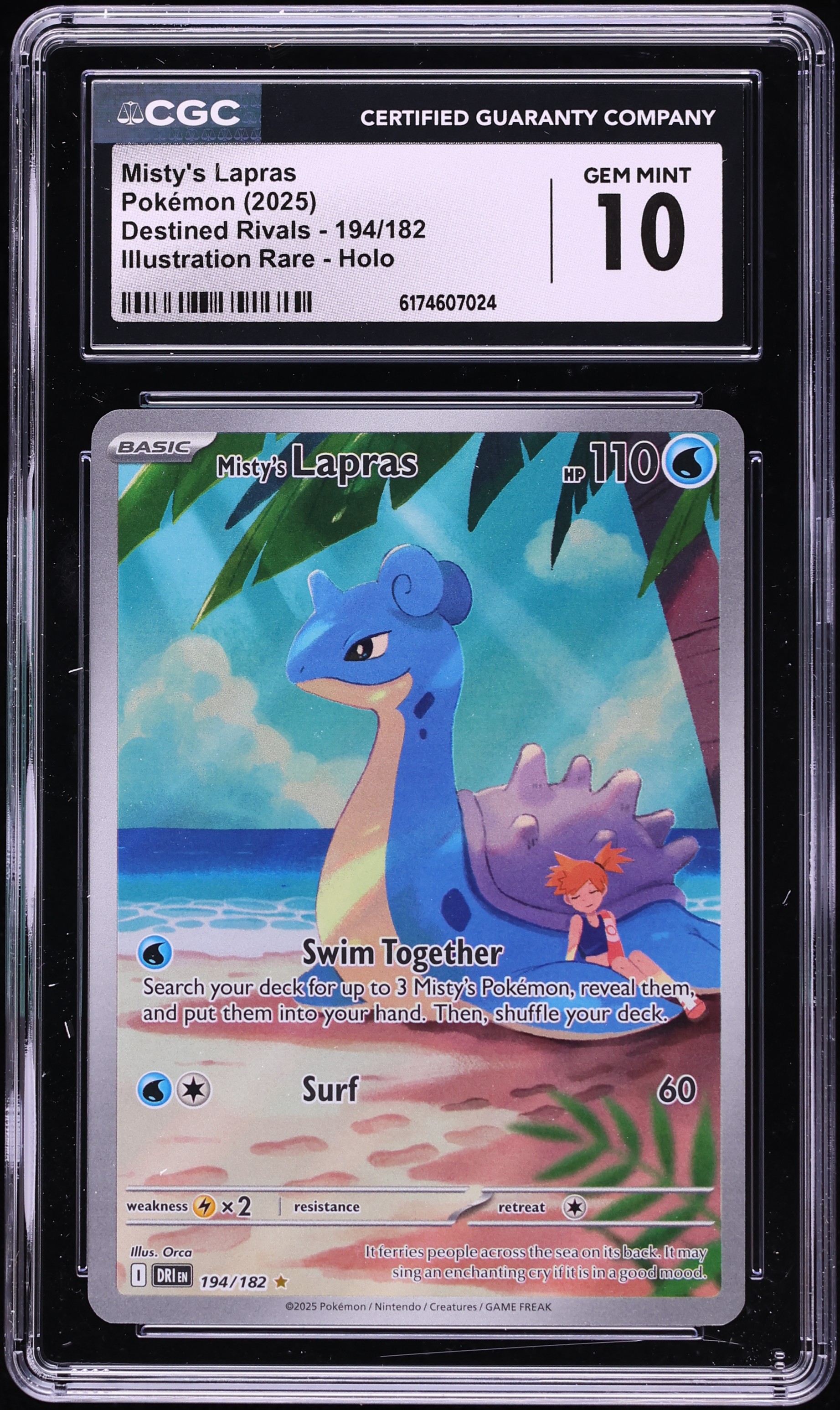 2025 Pokemon Scarlet & Violet Destined Rivals IR Misty's Lapras #194 CGC 10 GEM MINT