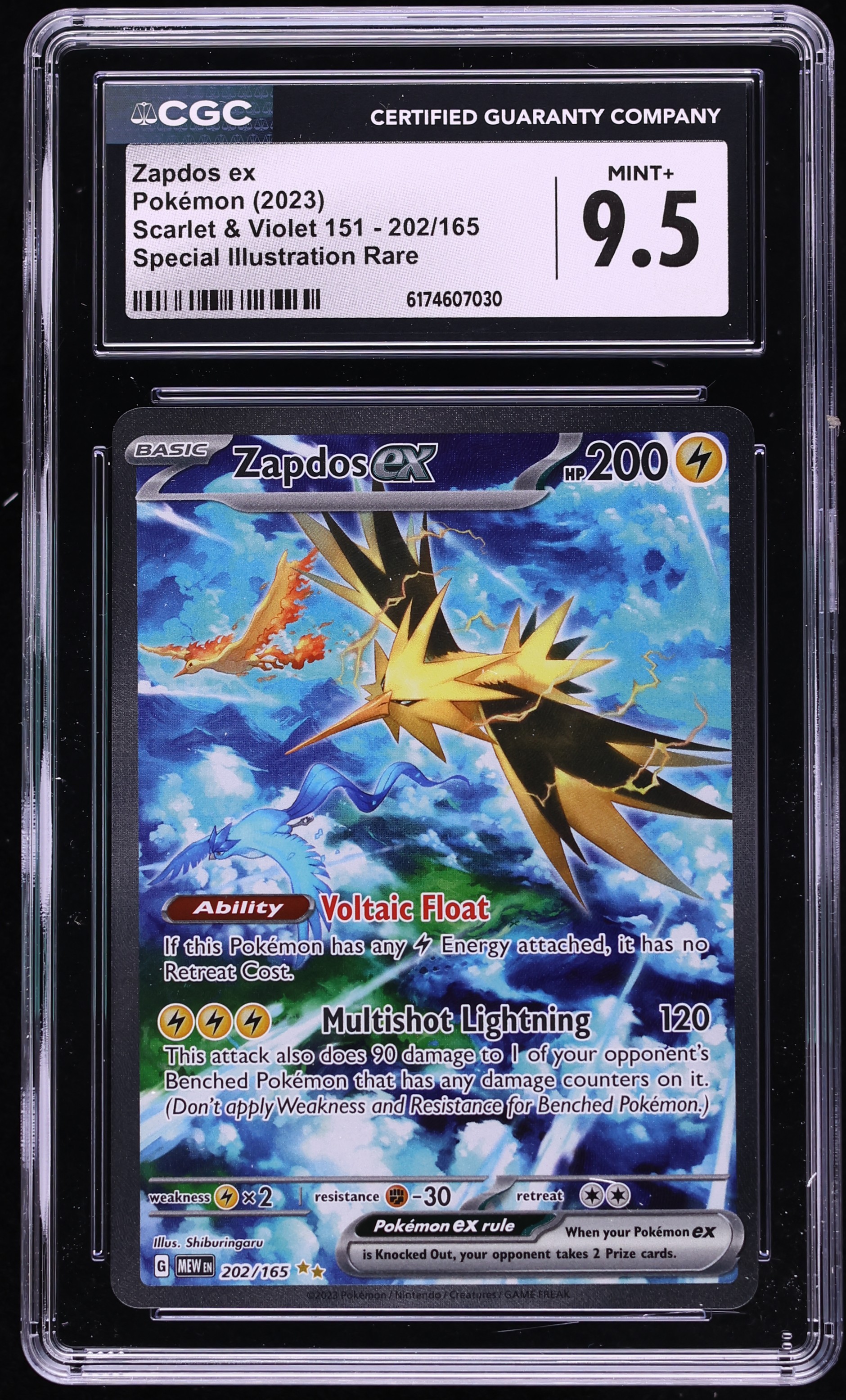 2023 Pokemon Scarlet & Violet 151 SIR Zapdos EX #202 CGC 9.5 MINT+