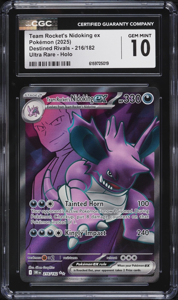 2025 Pokemon SV Destined Rivals Full Art Team Rocket's Nidoking EX #216 CGC 10 GEM MINT
