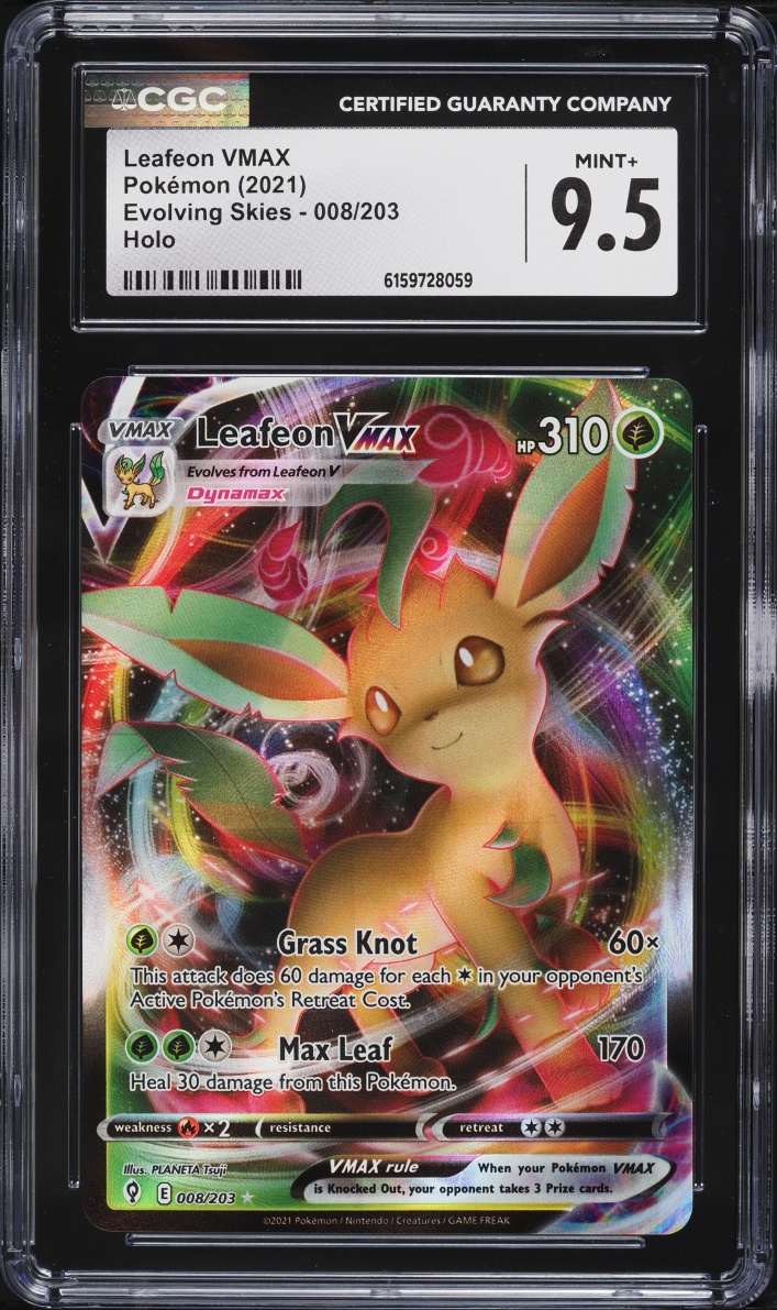 2021 Pokemon Sword & Shield Evolving Skies Alt Art Leafeon VMAX #8 CGC 9.5 MINT+