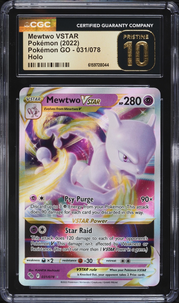 2022 Pokemon Sword & Shield GO Holo Mewtwo VSTAR #31 CGC 10 PRISTINE