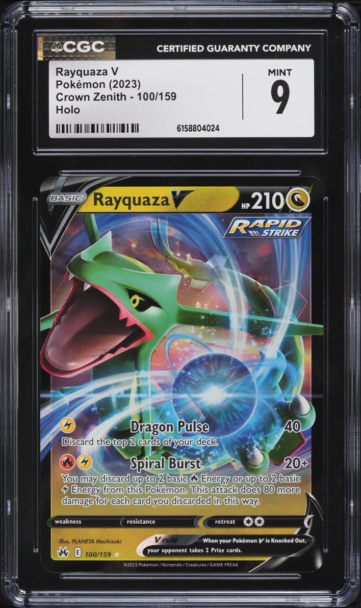 2023 Pokemon Sword & Shield Crown Zenith Holo Rayquaza V #100 CGC 9 MINT