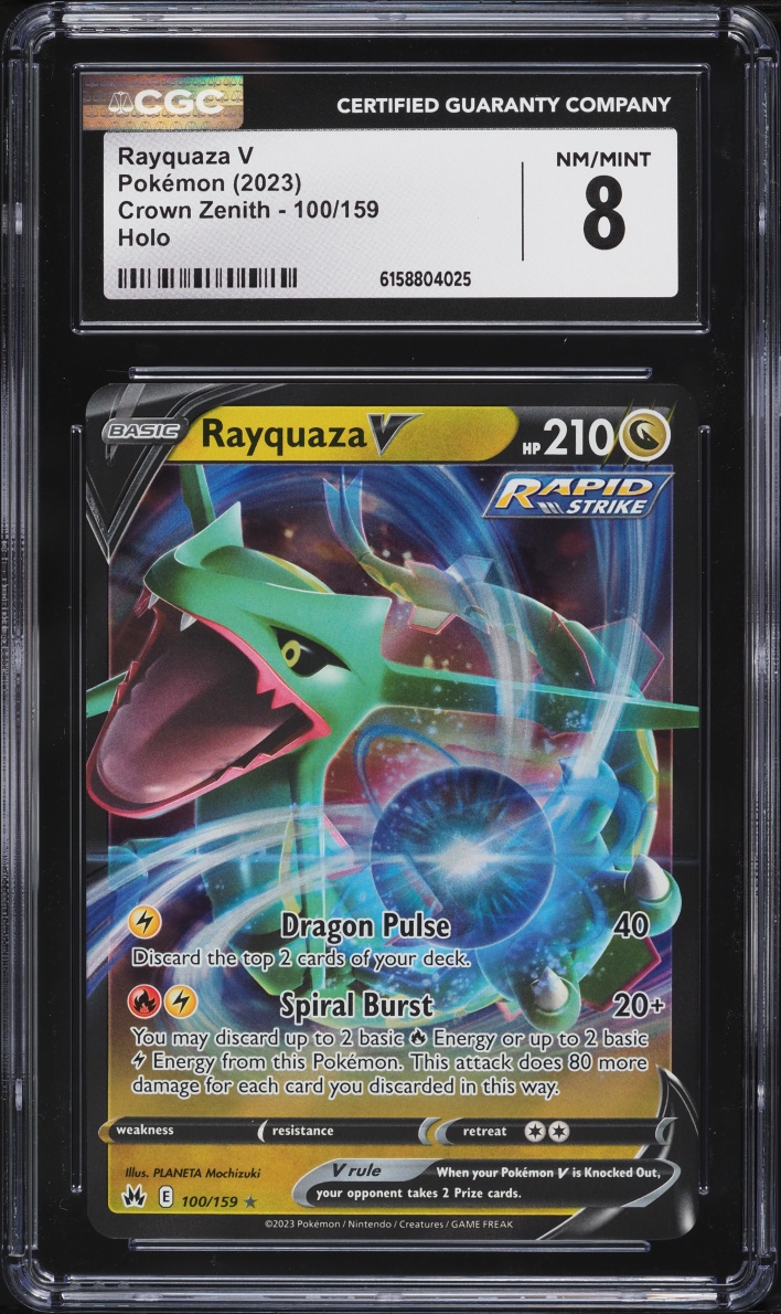 2023 Pokemon Sword & Shield Crown Zenith Holo Rayquaza V #100 CGC 8 NM-MT