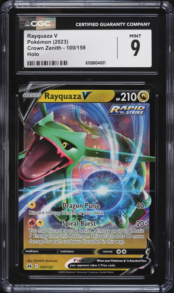 2023 Pokemon Sword & Shield Crown Zenith Holo Rayquaza V #100 CGC 9 MINT