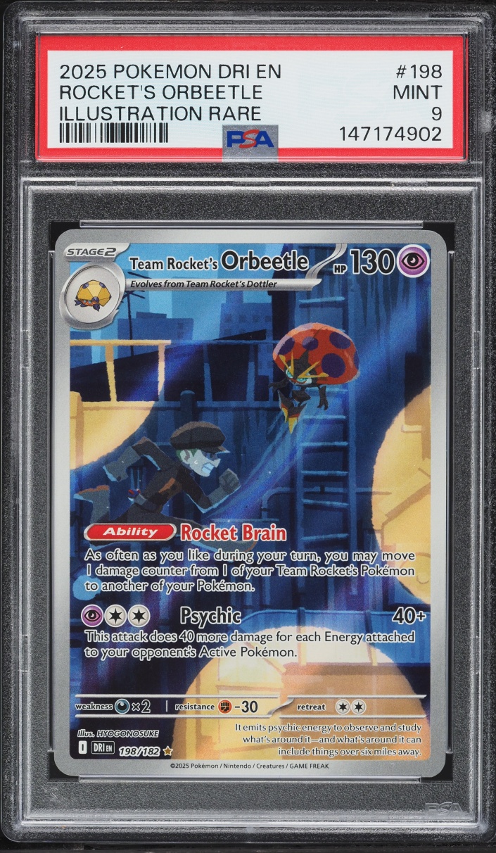 2025 Pokemon Scarlet & Violet Destined Rivals IR Rocket's Orbeetle #198 PSA 9 MINT