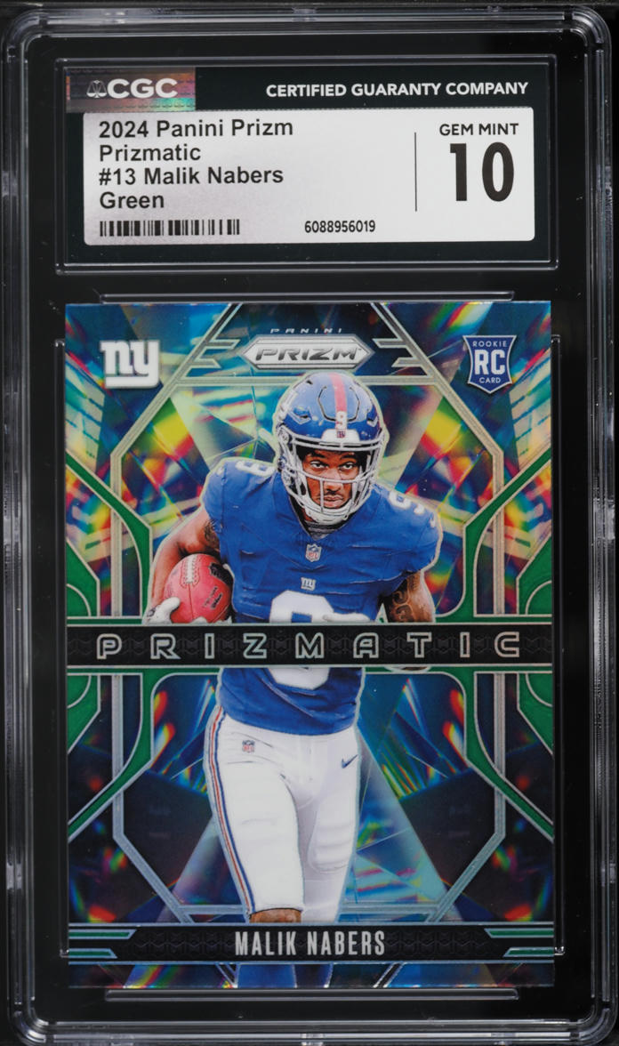 2024 Panini Prizm Prizmatic Green Malik Nabers ROOKIE #13 CGC 10 GEM MINT