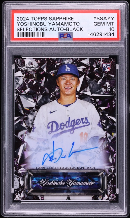 2024 Topps Chrome Sapphire Selections Black Yoshinobu Yamamoto ROOKIE AUTO 10/10 #SSA-YY PSA 10 - Photo 1