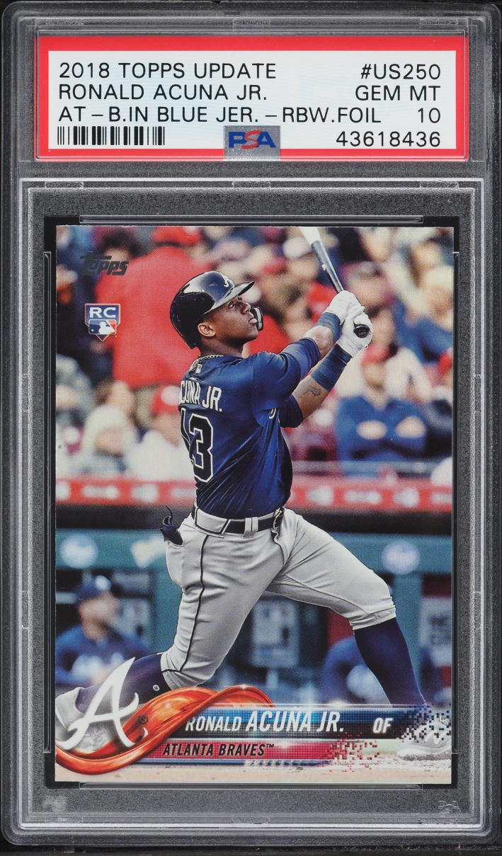 2018 Topps Update Rainbow Foil Ronald Acuna Jr. ROOKIE #US250 PSA 10 GEM MINT